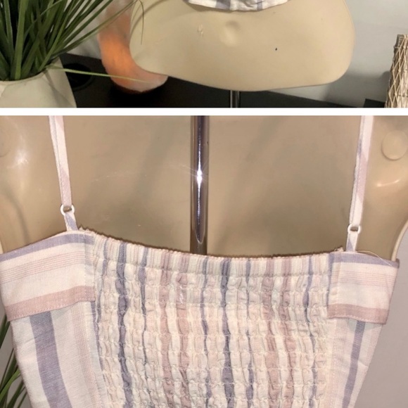 NWT Express Striped Tie Front Linen-blend Crop - Picture 4 of 4